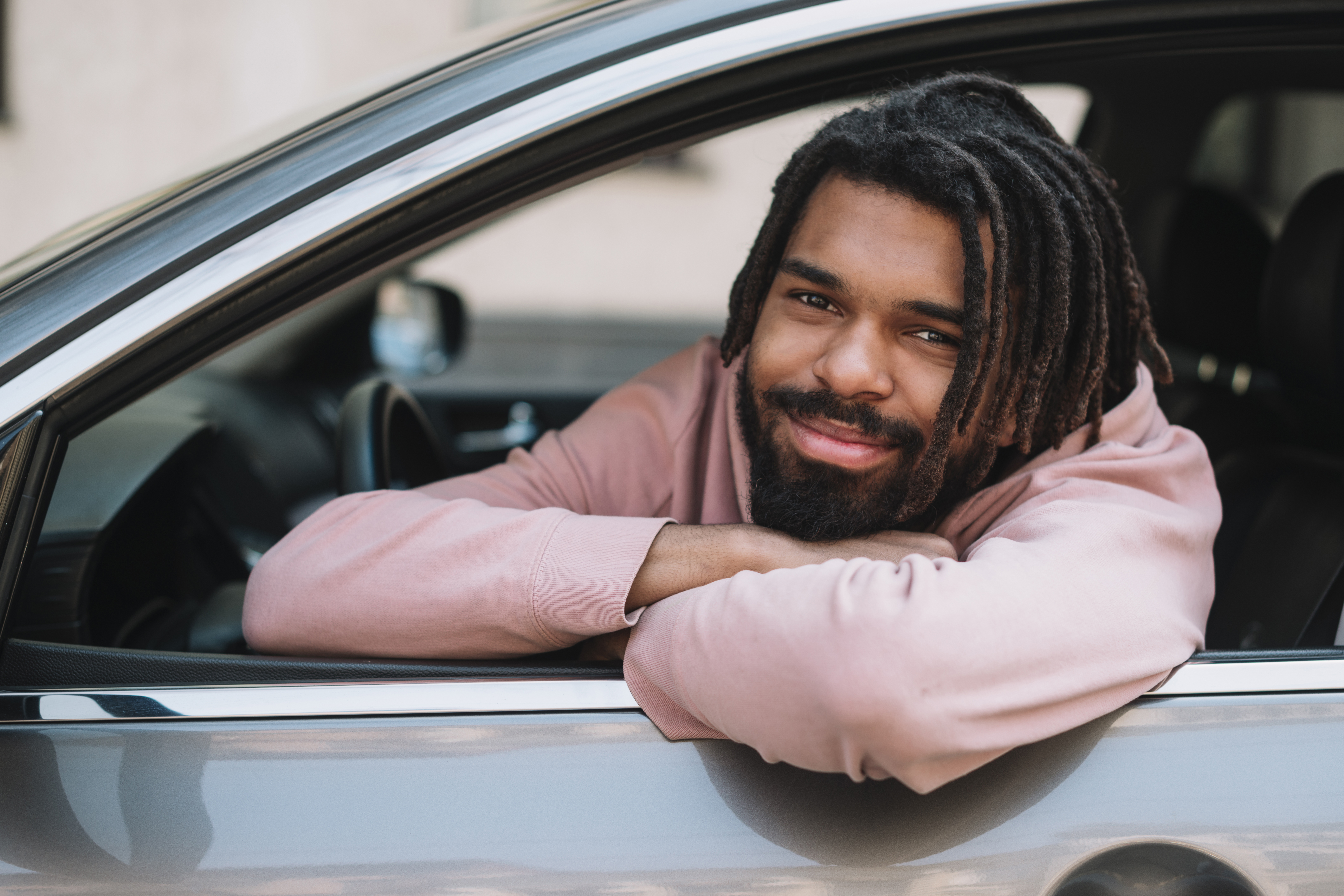 Gig worker registering from the car